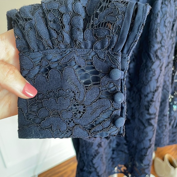 Ralph by Ralph Lauren Long Sleeve Lace Blouse in Navy - Picture 4 of 9